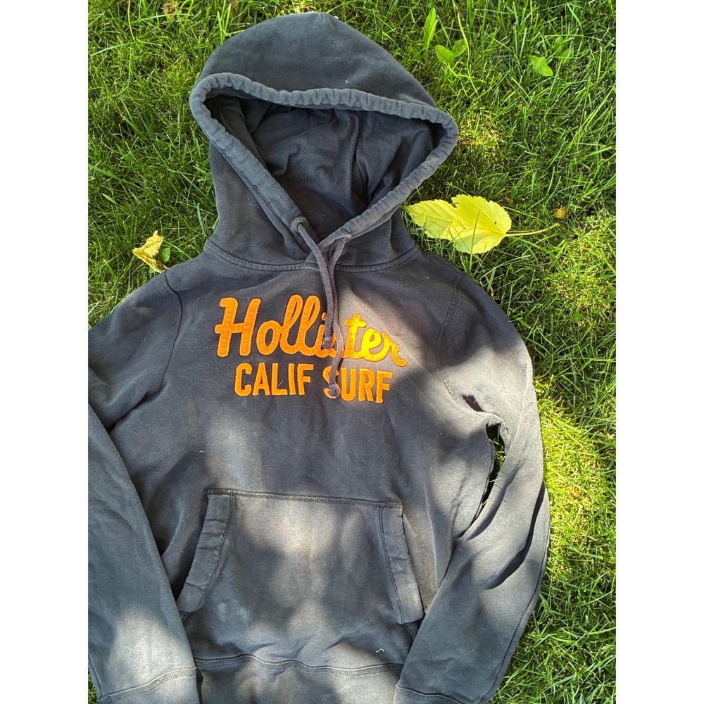 Hollister Calif Surf Hoodie Navy Blue Orange Embroidered Pullover Large